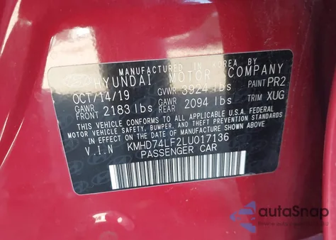 2020 Hyundai Elantra Se from USA, damaged, VIN KMHD74LF2LU017136